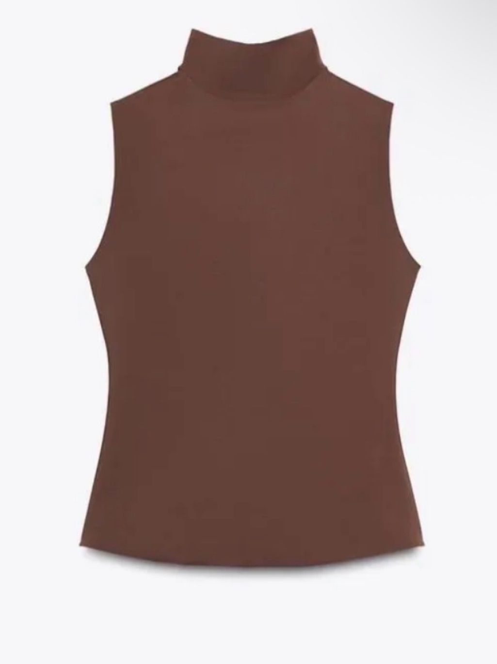 Zara Brown Sleeveless Mock Neck Tank